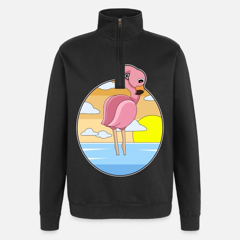 Flamingo Sunset - Quarter-Zip Sweatshirt - black