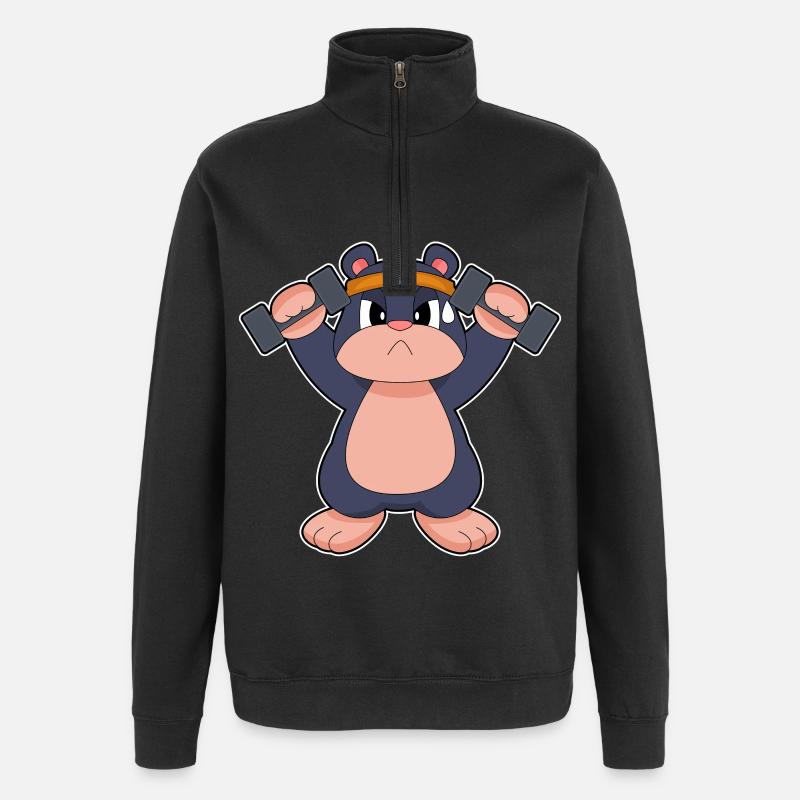 Bodybuilder Mole Haltères Bodybuilding - Sweat à zip 1/4 - noir