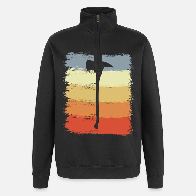 Firefighter Axe Drawing - Quarter-Zip Sweatshirt - black