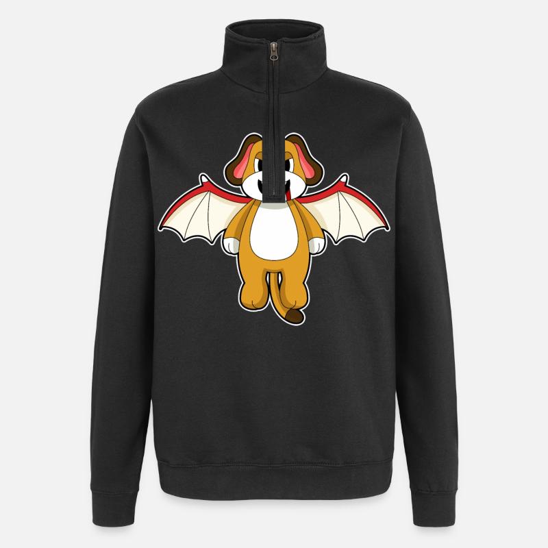 Chien Halloween Bat - Sweat à zip 1/4 - noir