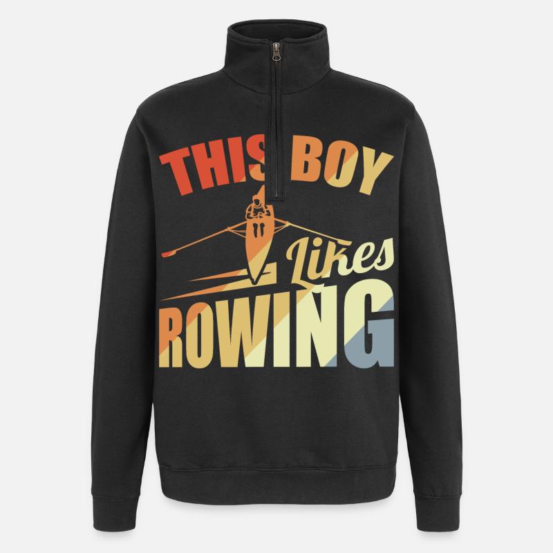 Ce garçon aime l’aviron - Sweat à zip 1/4 - noir