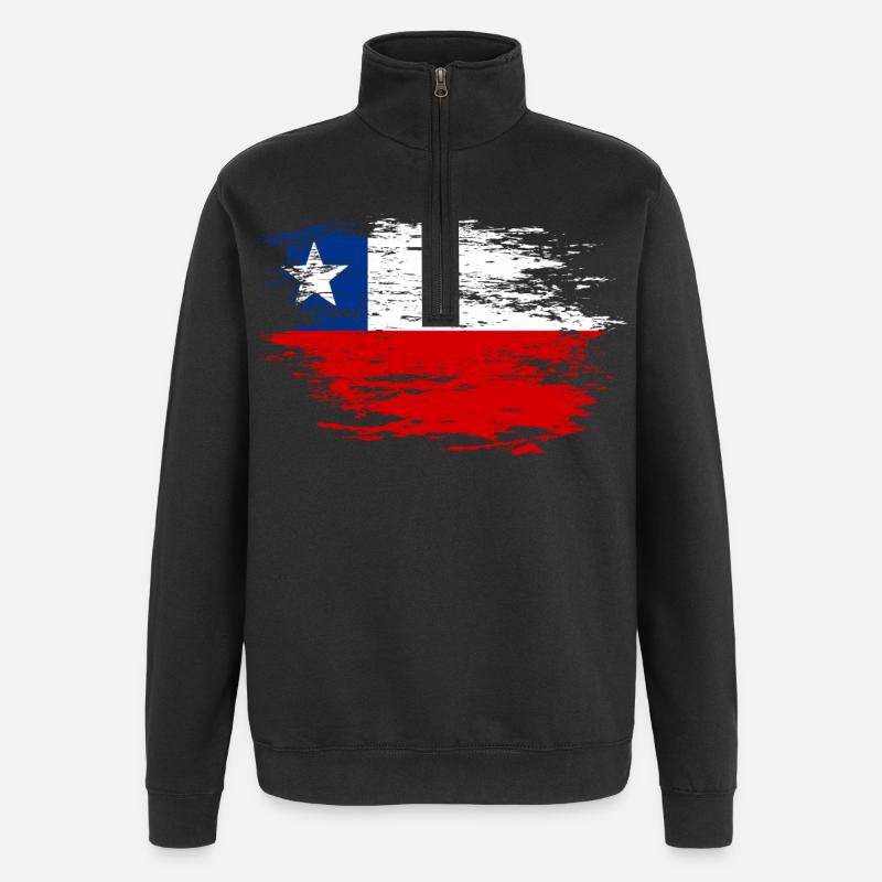 Chile flag used - Quarter-Zip Sweatshirt - black