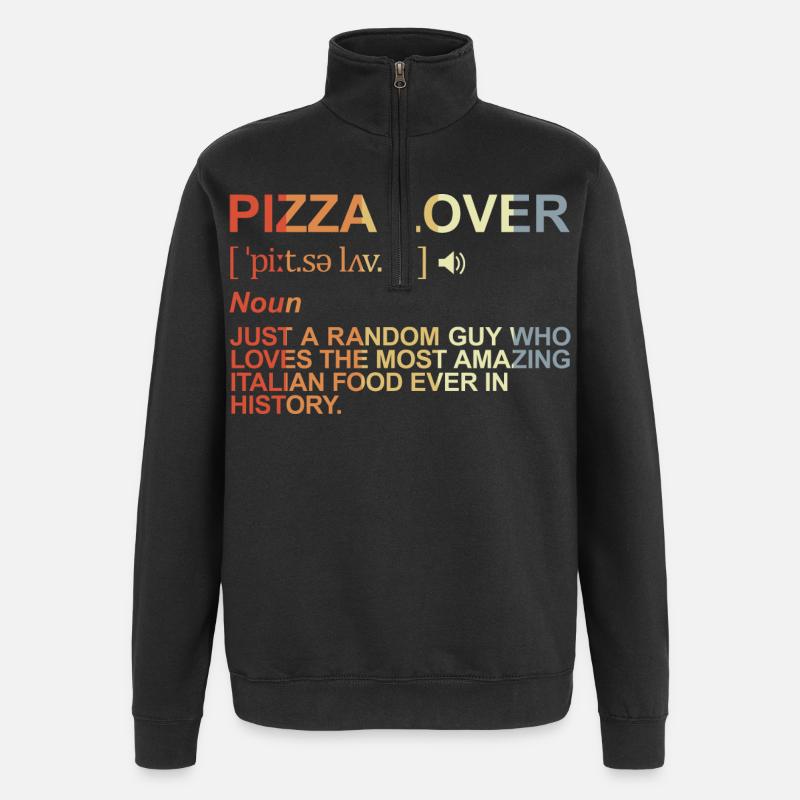 Définition de l’amateur de pizza - Sweat à zip 1/4 - noir