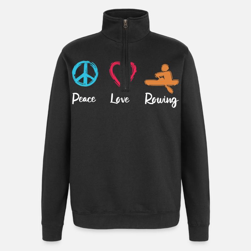 Paix, Amour, Aviron - Sweat à zip 1/4 - noir