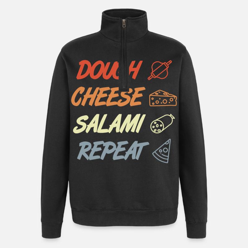 Drôle de dicton de pizza - Sweat à zip 1/4 - noir