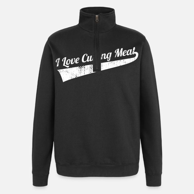 Fleisch schneiden - Quarter-Zip-Sweatshirt - Schwarz