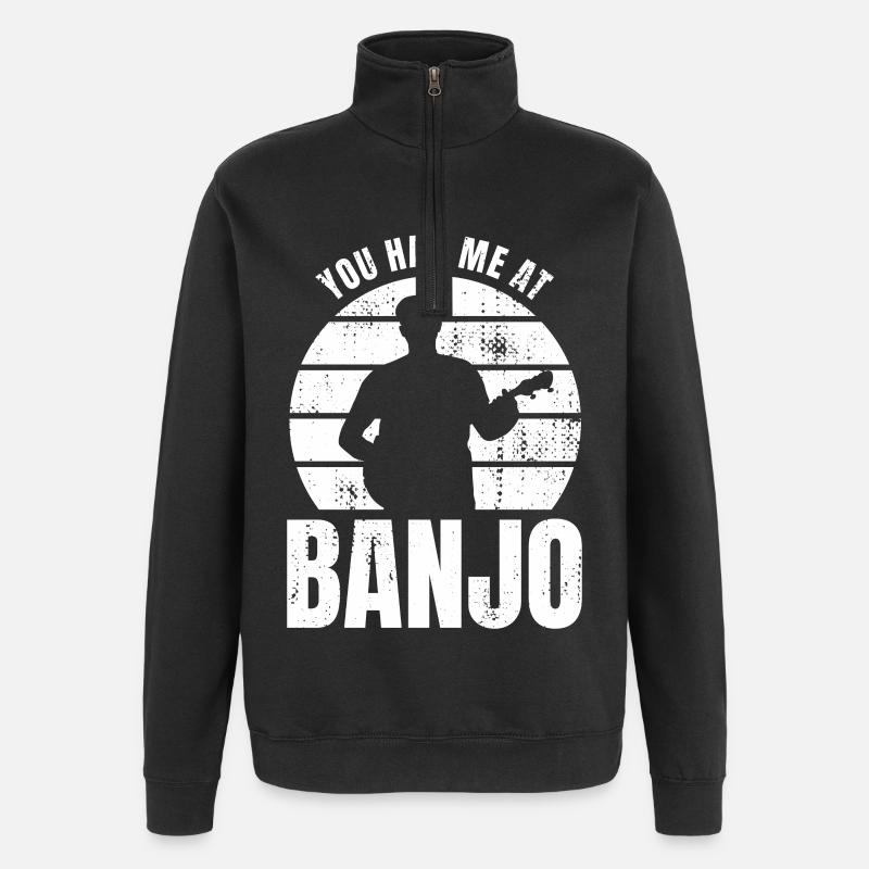 Tu m’as eu au banjo - Sweat à zip 1/4 - noir