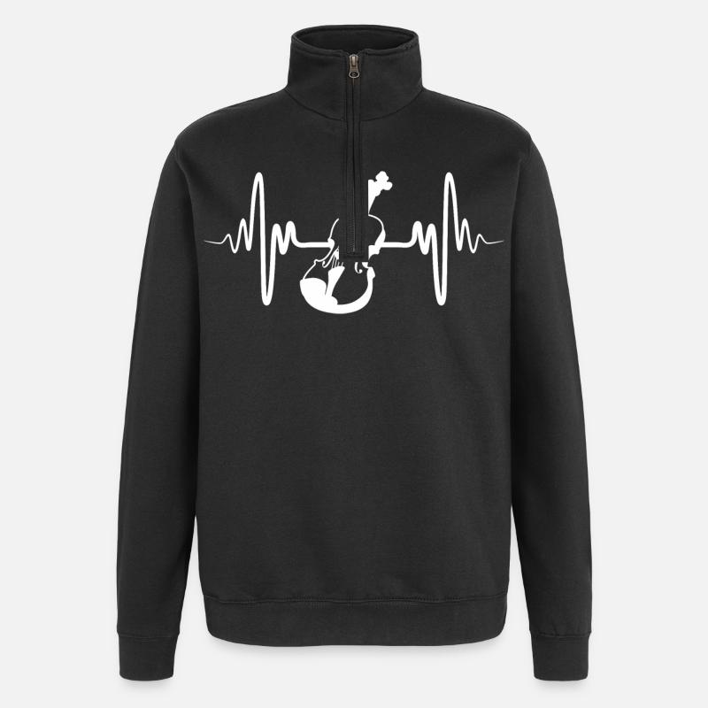 Retro Violine - Quarter-Zip-Sweatshirt - Schwarz