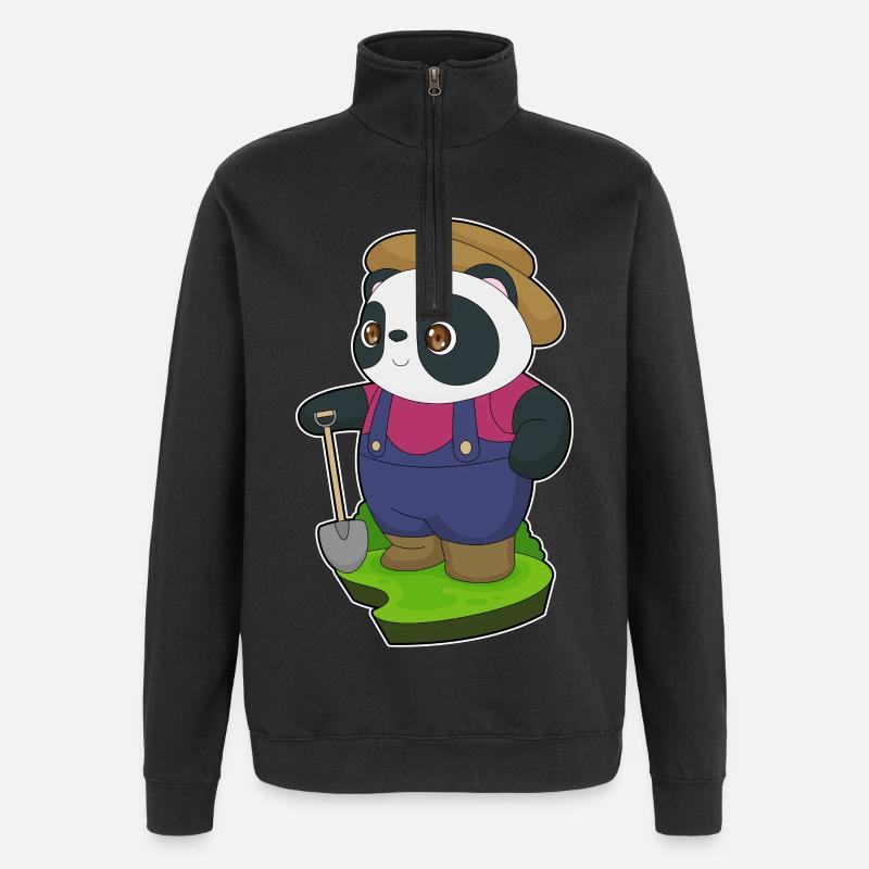 Pelle Panda Farmer - Sweat à zip 1/4 - noir
