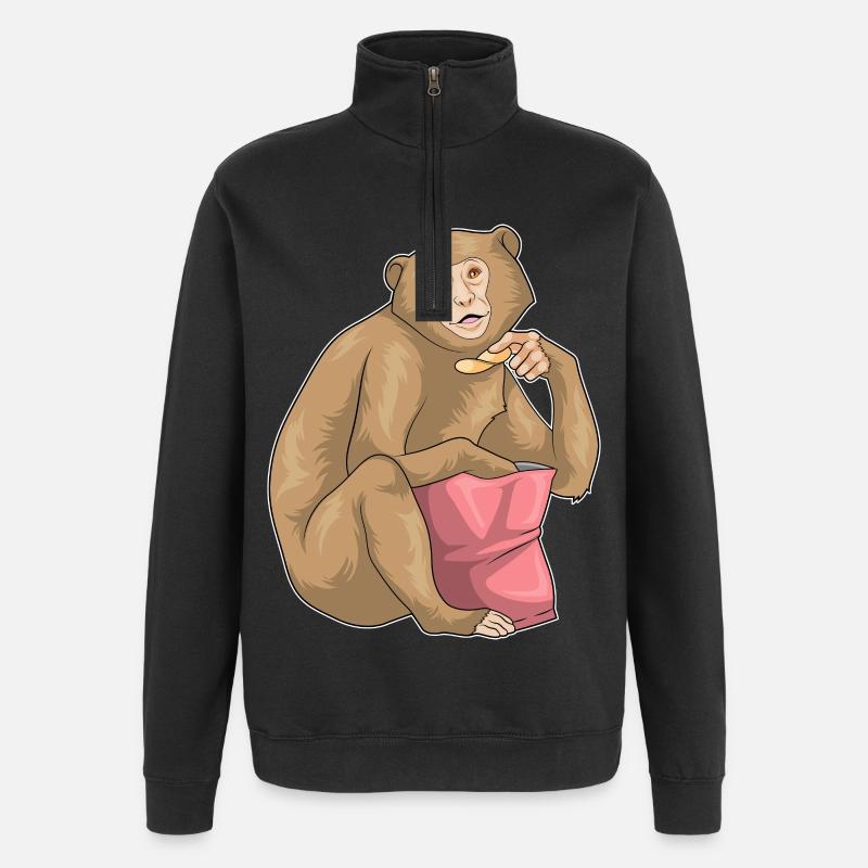 Monkey Potato Chips - Quarter-Zip Sweatshirt - black