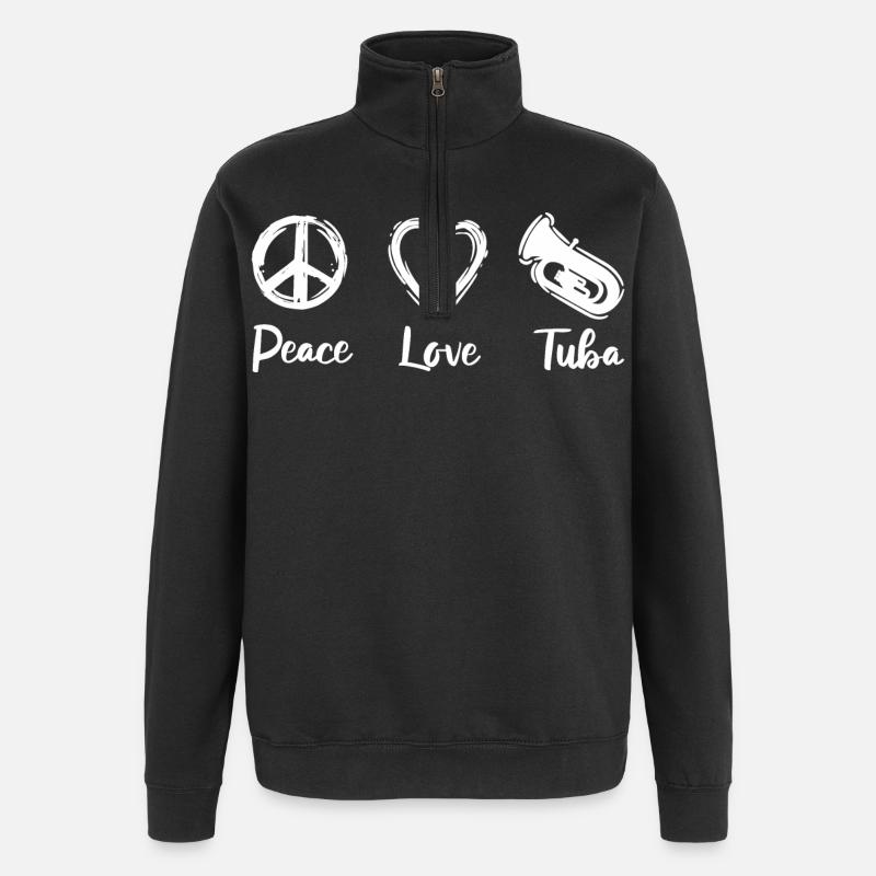 Tuba Paix Amour - Sweat à zip 1/4 - noir