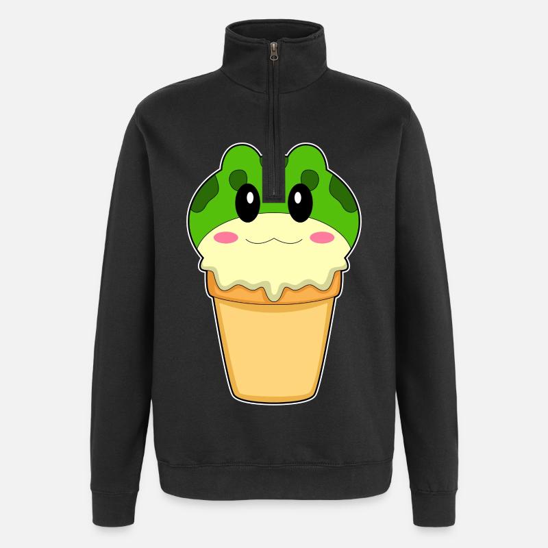 Frosch Waffeleis - Quarter-Zip-Sweatshirt - Schwarz