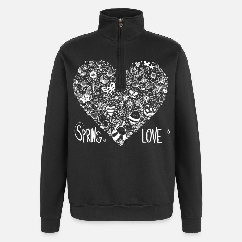 spring love - Quarter-Zip Sweatshirt - black