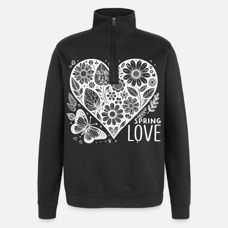 spring love - Quarter-Zip-Sweatshirt - Schwarz