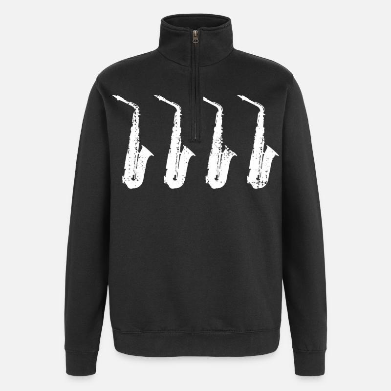Retro Saxophone Models - Quarter-Zip Sweatshirt - black