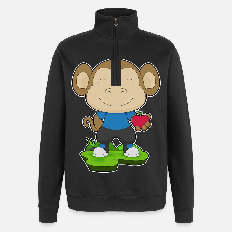 Monkey Apple - Quarter-Zip Sweatshirt - black