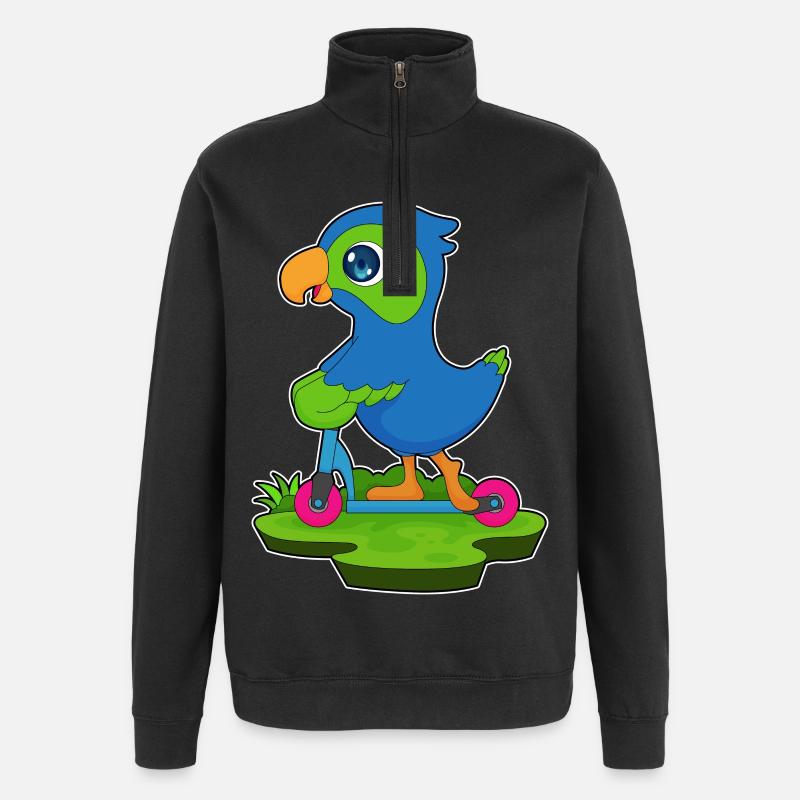 Rouleau de perroquet - Sweat à zip 1/4 - noir