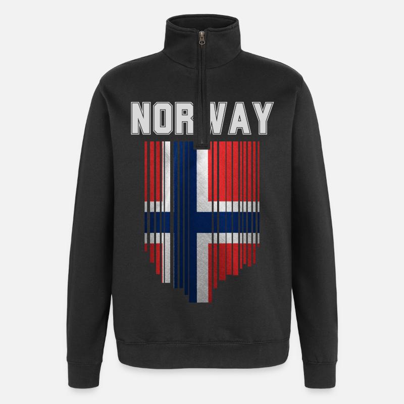 Flagge von Norwegen - Quarter-Zip-Sweatshirt - Schwarz