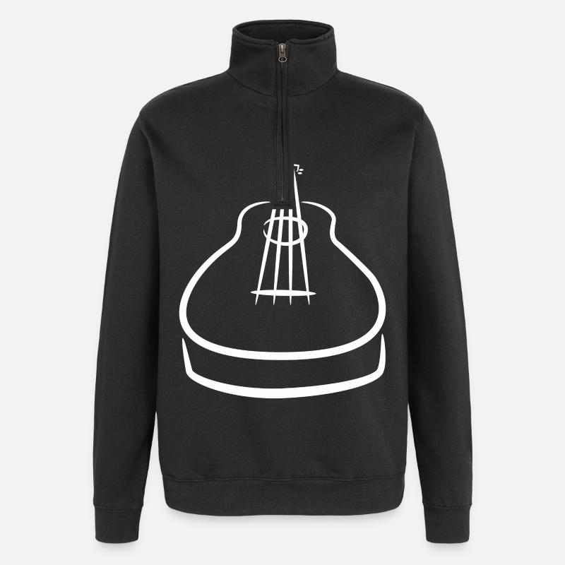 Dessin de ukulélé - Sweat à zip 1/4 - noir