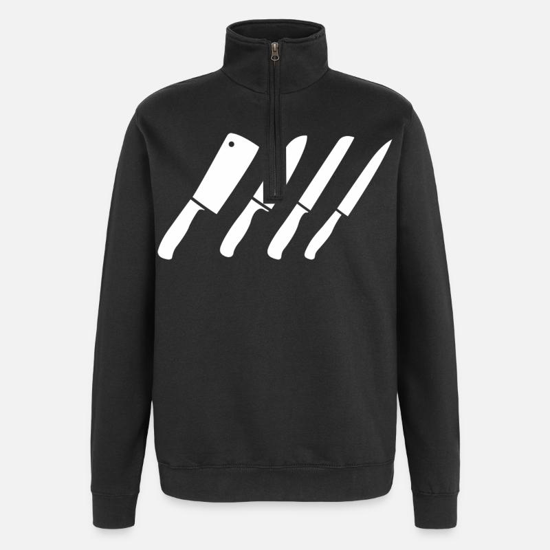 Messer Zeichnung - Quarter-Zip-Sweatshirt - Schwarz