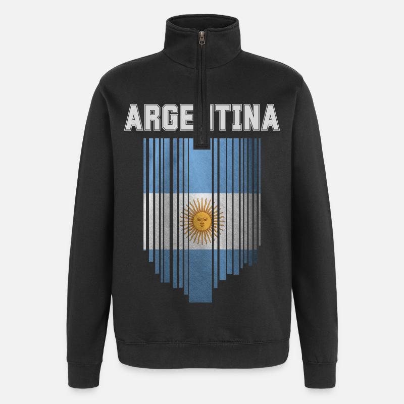 Drapeau de l’Argentine, fierté argentine - Sweat à zip 1/4 - noir