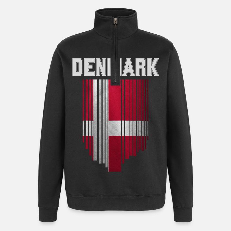 Drapeau du Danemark, fierté danoise - Sweat à zip 1/4 - noir