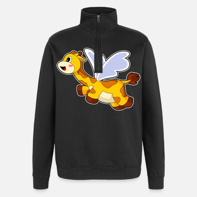 Giraffe Wings - Quarter-Zip Sweatshirt - black