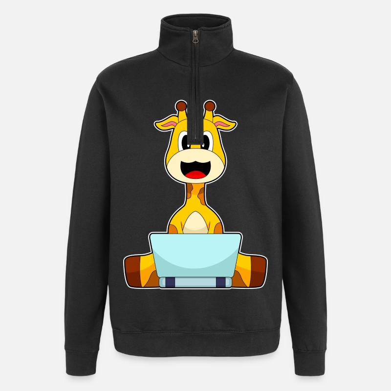 Giraffe Laptop - Quarter-Zip-Sweatshirt - Schwarz