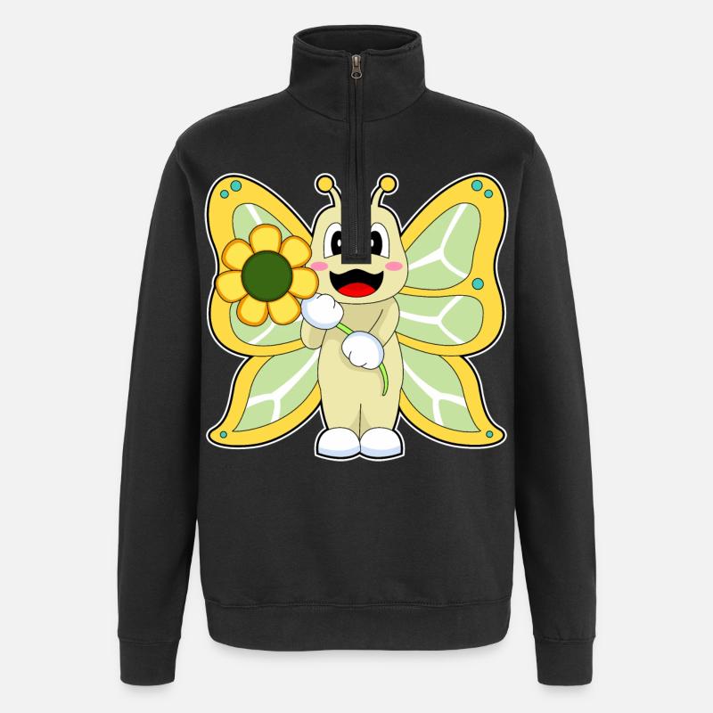Schmetterling Blume - Quarter-Zip-Sweatshirt - Schwarz