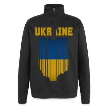 Drapeau ukrainien, fierté ukrainienne - Sweat à zip 1/4 - noir - Devant - AI Model Female 172 light (172cm) & AI Model Male 178 dark (178cm)