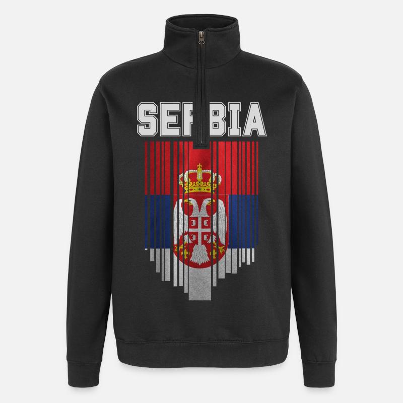 Flagge Serbiens, serbischer Stolz - Quarter-Zip-Sweatshirt - Schwarz