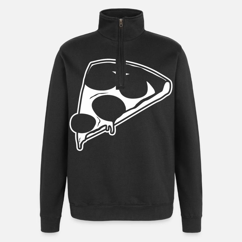 Dessin de pizza - Sweat à zip 1/4 - noir
