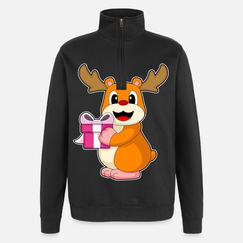 Hamster Weihnachten Paket - Quarter-Zip-Sweatshirt - Schwarz