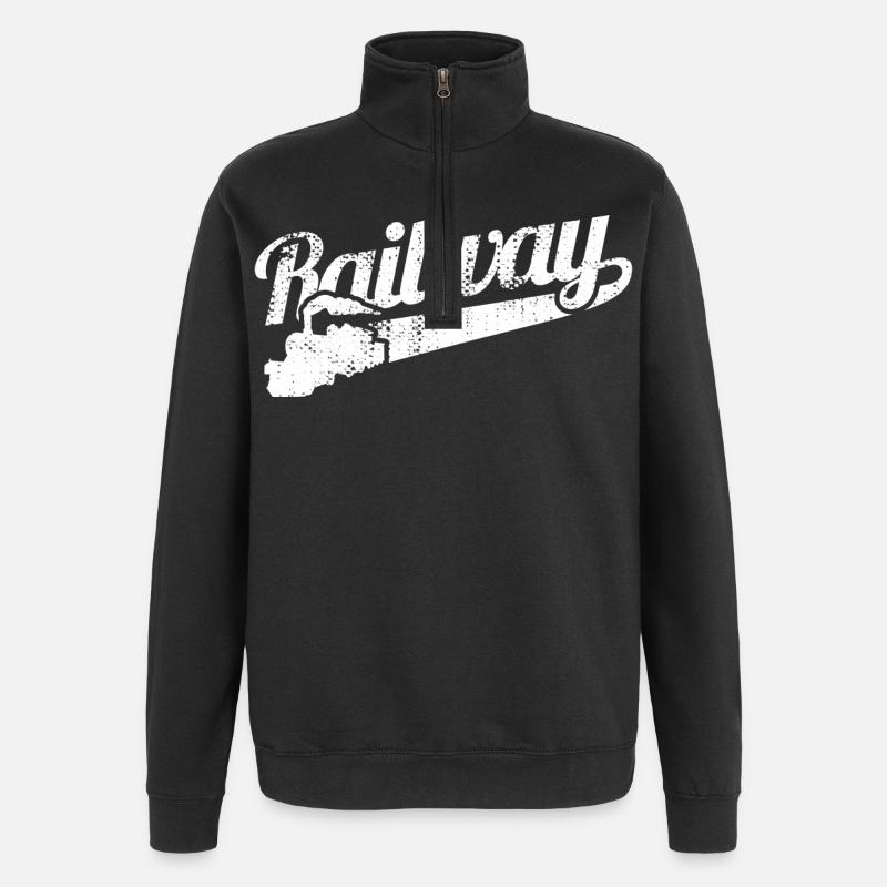 Liebe zur Eisenbahn - Quarter-Zip-Sweatshirt - Schwarz