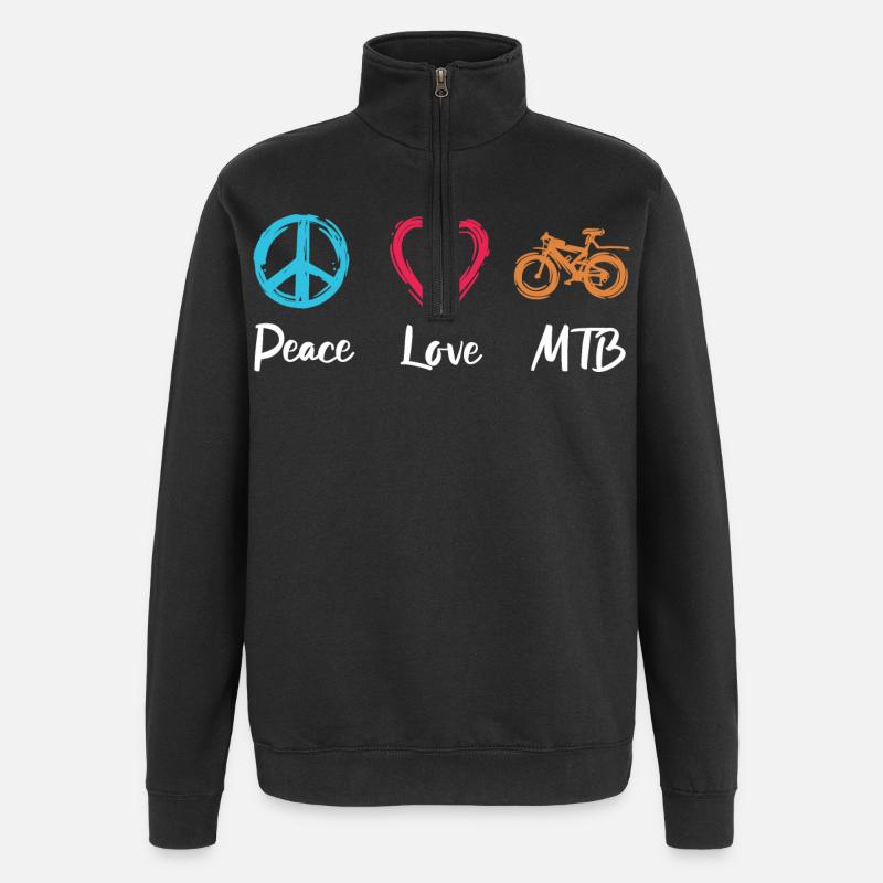 Peace Love MTB - Quarter-Zip Sweatshirt - black