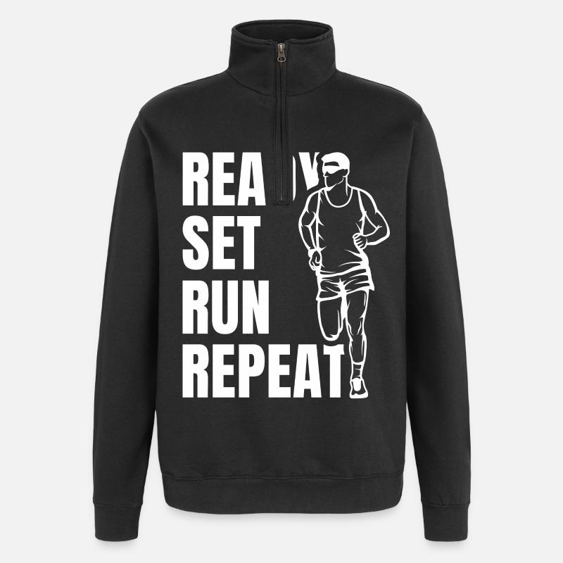 Drôle de dicton de coureur - Sweat à zip 1/4 - noir