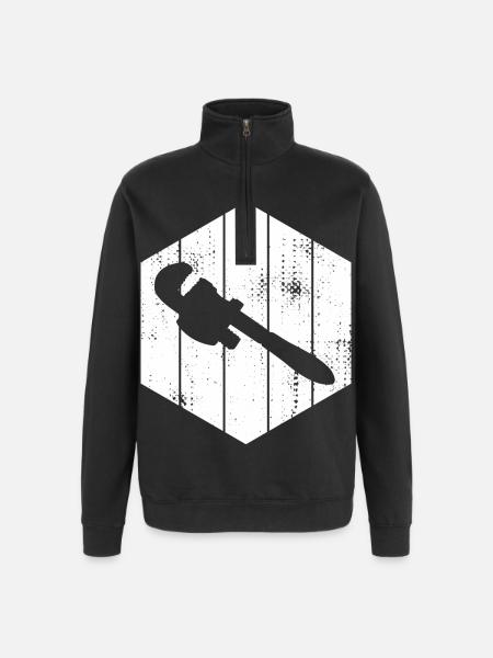 Pipe Wrench Sketch - Quarter-Zip Sweatshirt - black