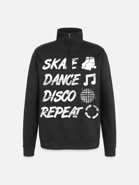 Rollschuh Disco - Quarter-Zip-Sweatshirt - Schwarz