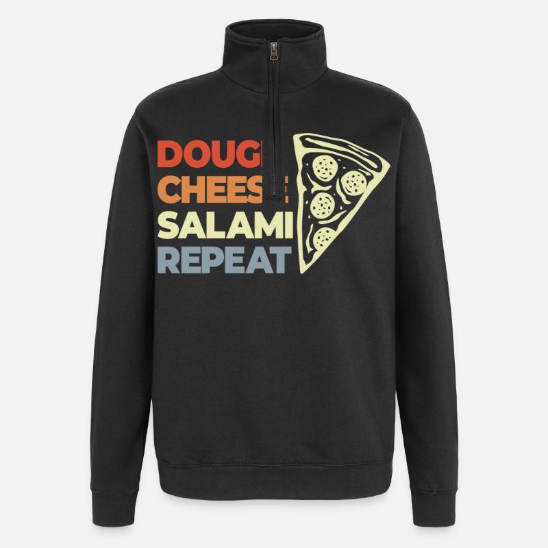 Drôle de dicton de pizza - Sweat à zip 1/4 - noir