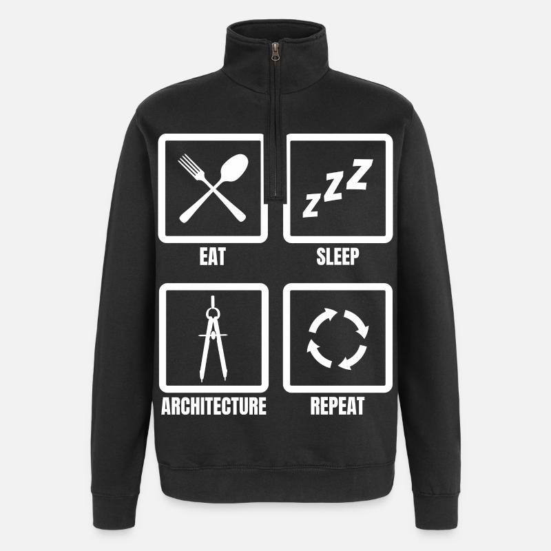 Manger Sommeil Architecture Répéter - Sweat à zip 1/4 - noir