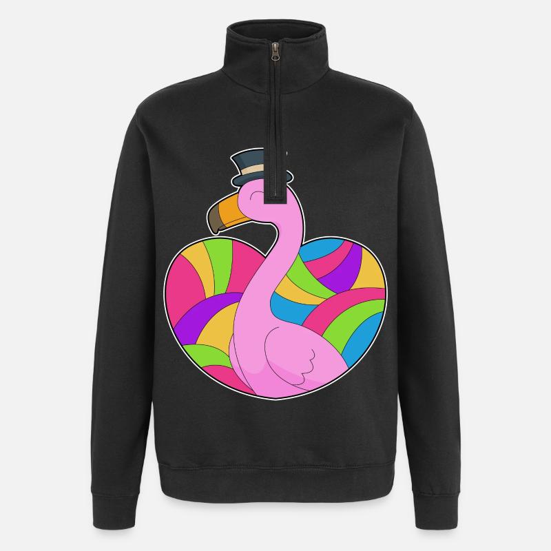 Flamingo Herz - Quarter-Zip-Sweatshirt - Schwarz