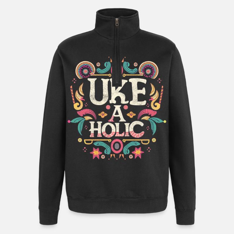 Uke-aholic - Sweat à zip 1/4 - noir