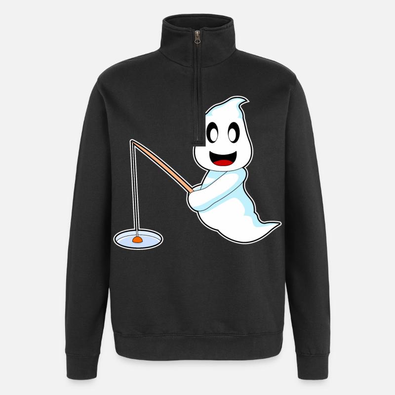 Geist Halloween Angler - Quarter-Zip-Sweatshirt - Schwarz