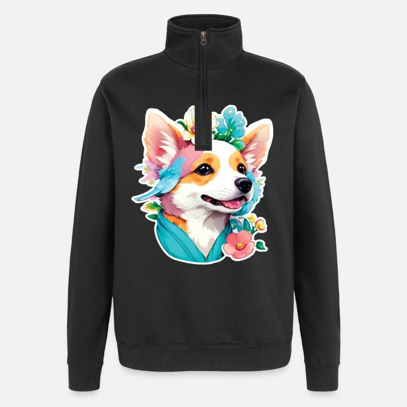 Corgi - Quarter-Zip-Sweatshirt - Schwarz
