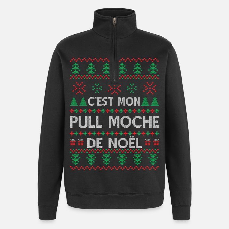 C'est Mon Pull Moche De Noël - Sweat à zip 1/4 - noir
