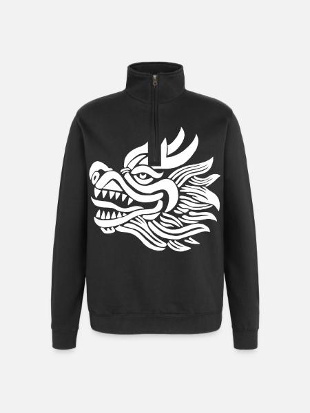 Chinese Dragon Head (White) - Quarter-Zip Sweatshirt - black