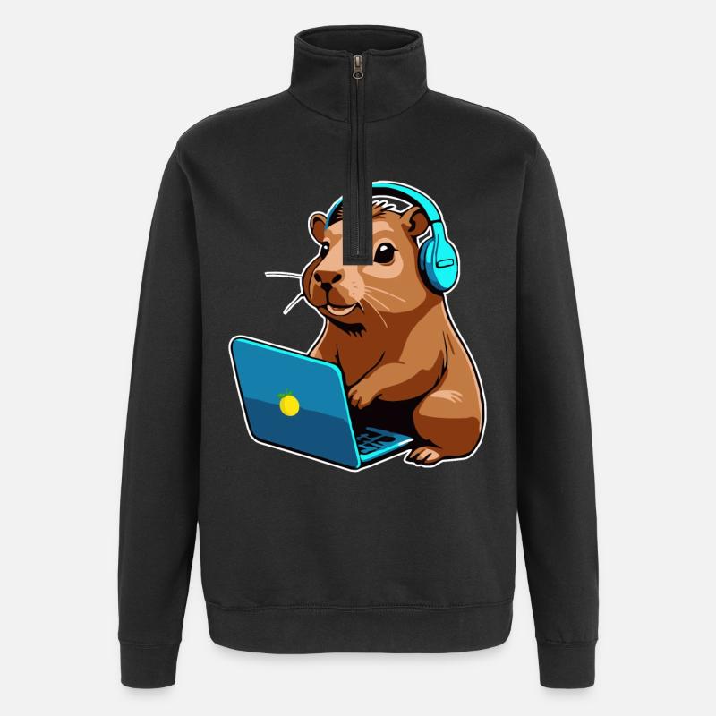 Capybara Programmierer Coder Computer - Quarter-Zip-Sweatshirt - Schwarz