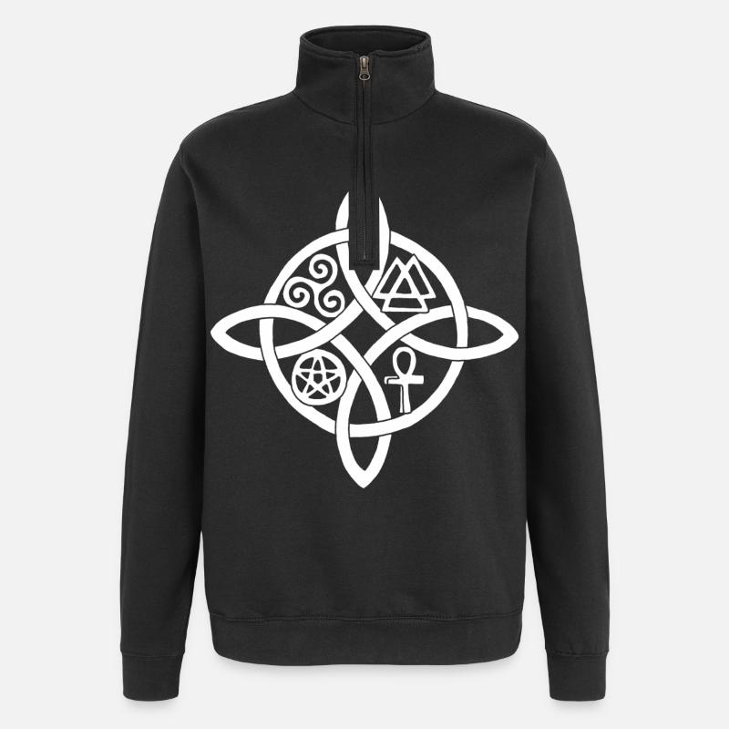 Noeud de sorcière blanc - Sweat à zip 1/4 - noir