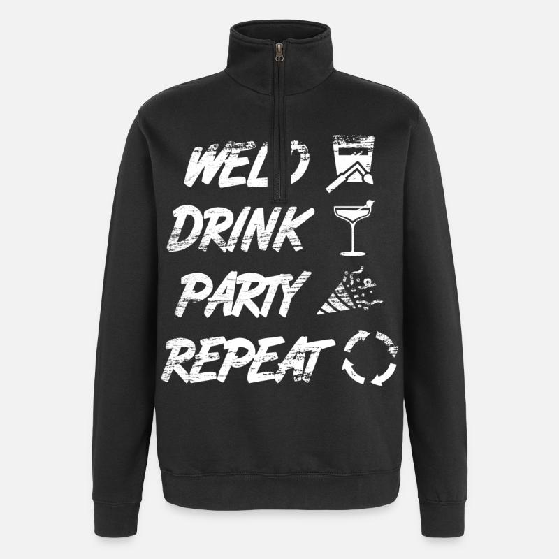 welding, drinking, celebrating, repeating - Quarter-Zip Sweatshirt - black