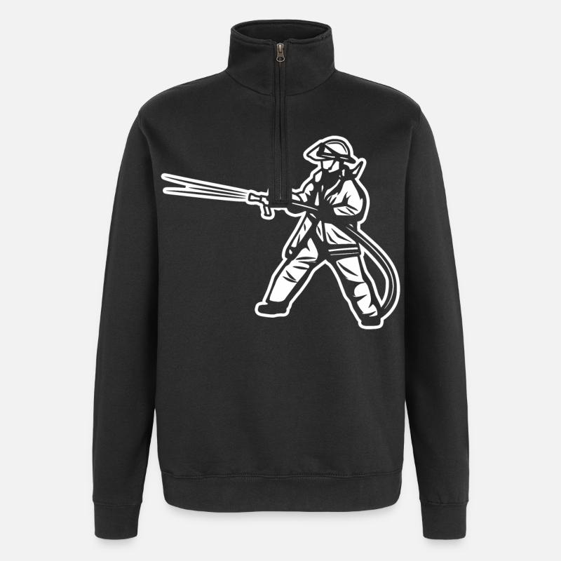 Pompier - Sweat à zip 1/4 - noir